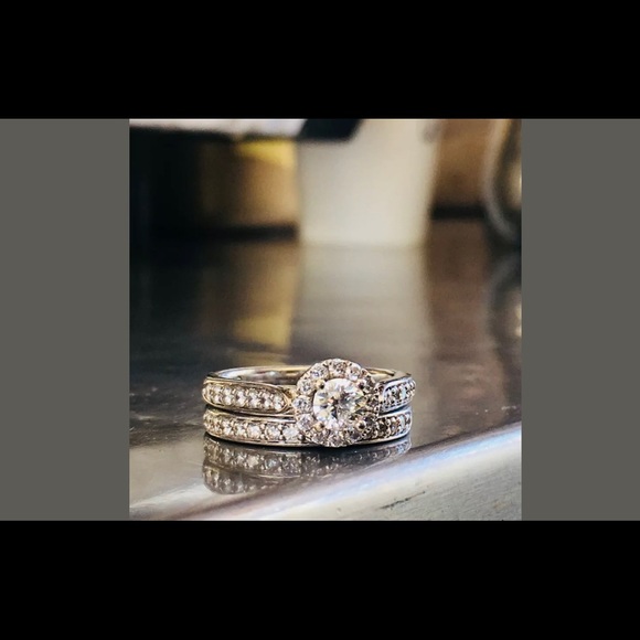 Kay Jewelers Jewelry - Halo style engagement ring and band